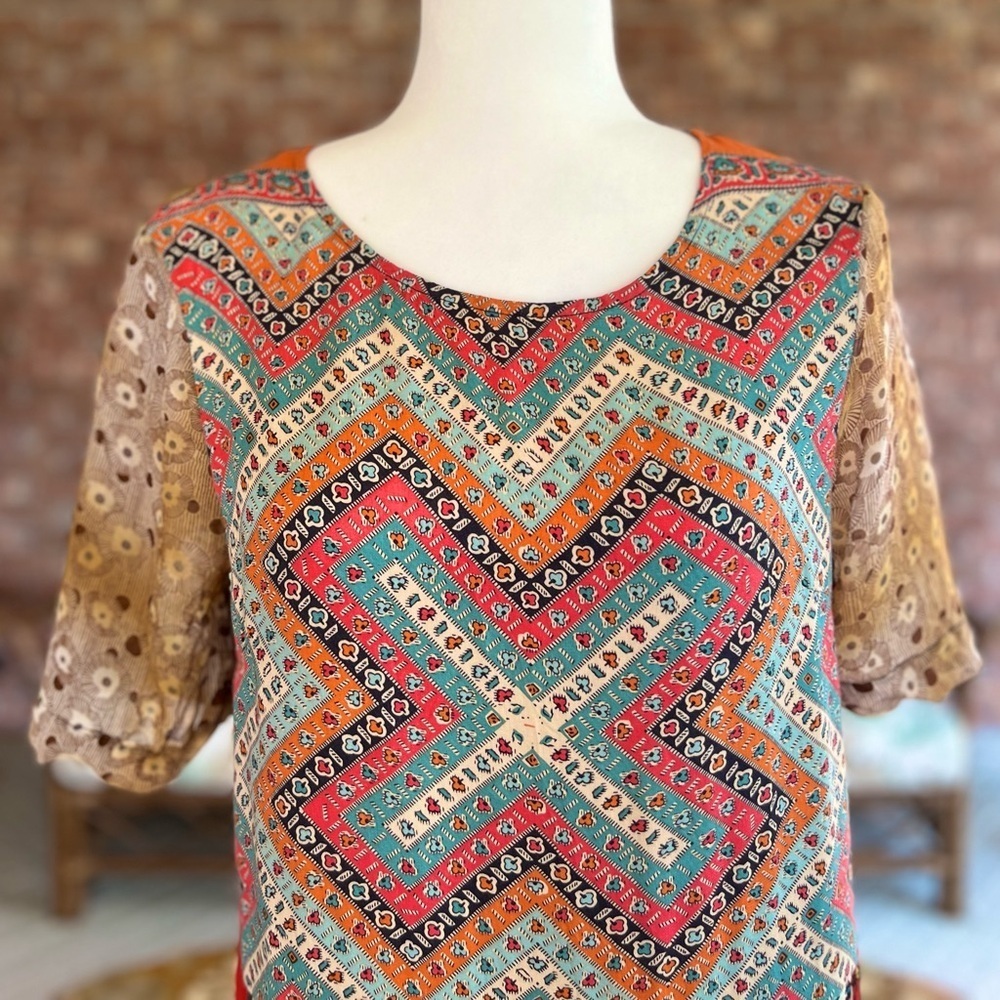 Tiny Anthropologie Patchwork Shift Mini Dress Xs - image 4